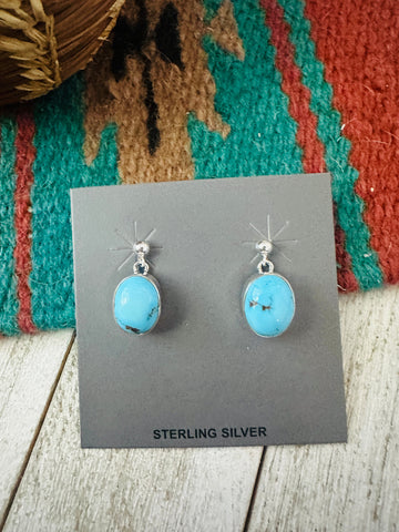 Navajo Golden Hills Turquoise & Sterling Silver Dangle Earrings