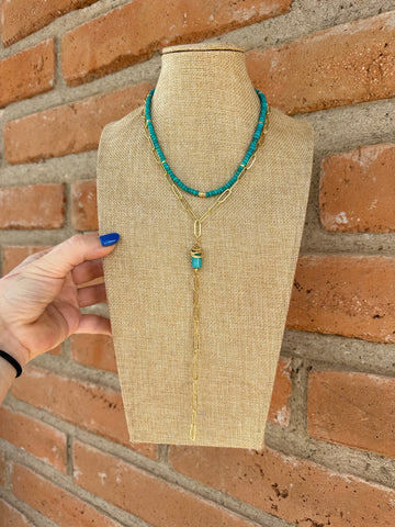 Handmade Turquoise & 14K Gold Necklace | The Golden Collection