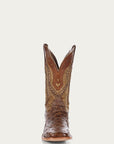 A4008 - MEN'S  BROWN EMBROIDERY WITH WOVEN DETAIL AND OVERLAY  FULL QUILL OSTRICH SQUARE TOE  COWBOY BOOT
