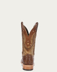 A4008 - MEN'S  BROWN EMBROIDERY WITH WOVEN DETAIL AND OVERLAY  FULL QUILL OSTRICH SQUARE TOE  COWBOY BOOT