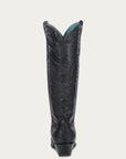 A4047 - WOMEN'S BLACK EAGLE EMBROIDERY VINTAGE BLACK GOAT TALL TOP SNIP TOE COWBOY BOOT