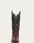 A4059 - WOMEN'S TURQUOISE EMBROIDERY, STUDED WITH WOVEN DETAIL BROWN OSTRICH SQUARE TOE RODEO BOOT