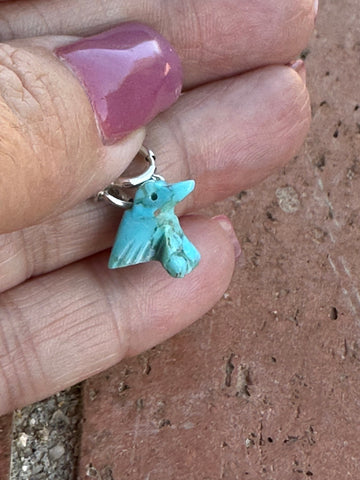 Zuni Hand Carved Turquoise Hummingbird Charm