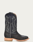 A4221 - MEN'S EMBROIDERY ALLIGATOR VAMP AND COUNTER BLACK WIDE SQUARE-TOE COWBOY BOOT