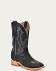 A4221 - MEN'S EMBROIDERY ALLIGATOR VAMP AND COUNTER BLACK WIDE SQUARE-TOE COWBOY BOOT