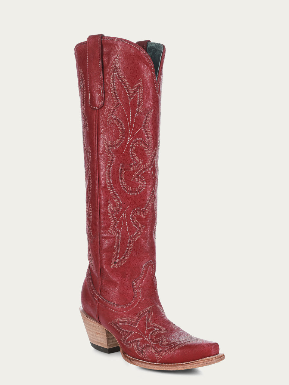 A4465 - WOMEN&#39;S EMBROIDERY TALL TOP RED SNIP TOE COWBOY BOOT