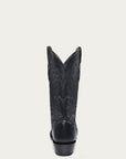 A4541 - MEN'S EMBROIDERY BLACK COWHIDE J TOE COWBOY BOOT