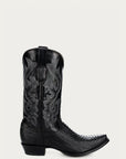 A4643 - MEN'S BLACK PYTHON EMBROIDERY SNIP TOE COWBOY BOOT
