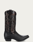 A4644 - MEN'S EMBROIDERY HONEY COWHIDE SHAFT GENIUNE BLACK PYTHON SNIP TOE COWBOY BOOT