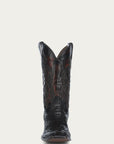 A4647 - MEN'S EMBROIDERY HONEY COWHIDE SHAFT BLACK PYTHON NARROW SQUARE TOE COWBOY BOOT