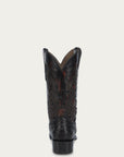 A4647 - MEN'S EMBROIDERY HONEY COWHIDE SHAFT BLACK PYTHON NARROW SQUARE TOE COWBOY BOOT