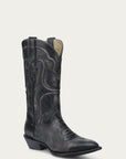 A4691 - MEN'S EMBROIDERY BLACK J TOE COWBOY BOOT