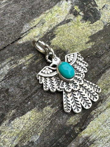 Sterling Silver and Turquoise Thunderbird Charm