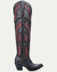 A4737 - WOMEN'S RED EMBROIDERY WOVEN J TOE BLACK COWBOY BOOT