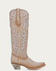 A4739 - WOMEN'S RUBBER APPLICATION IRIDESCENT PEARL EMBROIDERY SAND TALL TOP SNIP TOE COWBOY BOOT