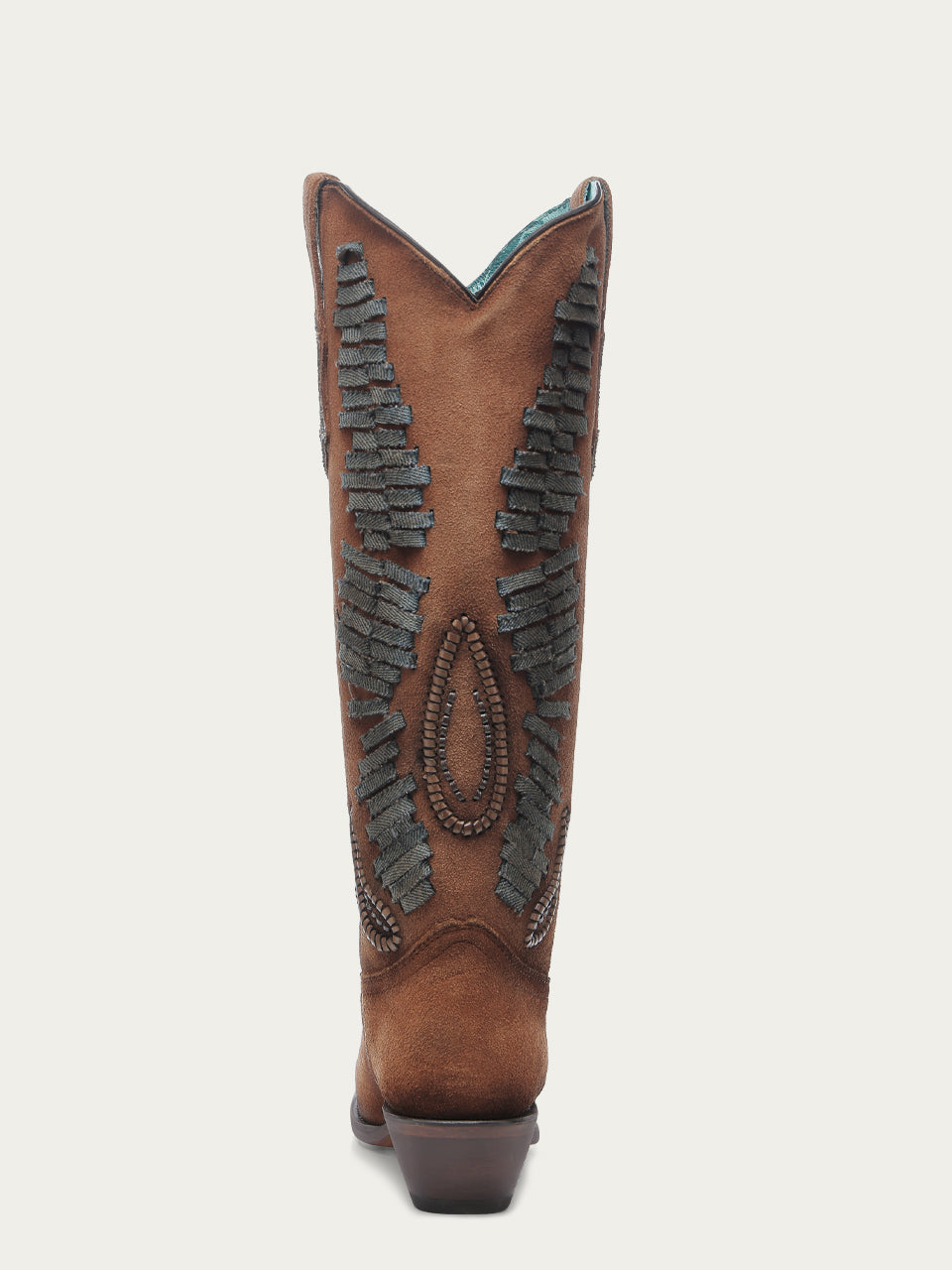 A4754 - WOMEN&#39;S DENIM WOVEN TALL TOP COGNAC SNIP TOE COWBOY BOOT