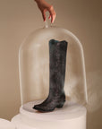 A4788 - WOMEN'S FLORAL EMBROIDERY BLACK SNIP TOE TALL TOP COWBOY BOOT