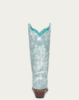 A4799 - WOMEN'S FLORAL EMBROIDERY FADED TURQUOISE SNIP TOE COWBOY BOOT
