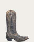 A4802 - WOMEN'S TAUPE FLORAL EMBROIDERY SNIP TOE COWBOY BOOT