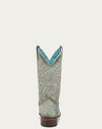 A4880 - WOMEN'S GLITTER INLAY AND EMBROIDERY TURQUOISE SQUARE TOE COWBOY BOOT