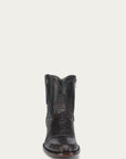 A4962 - MEN'S CAIMAN EMBROIDERY BROWN ROUND TOE ANKLE COWBOY BOOT