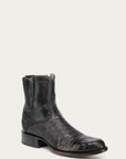 A4962 - MEN'S CAIMAN EMBROIDERY BROWN ROUND TOE ANKLE COWBOY BOOT