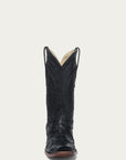 A4970 - MEN'S EMBROIDERY AND HANDWOVEN BLACK OSTRICH NARROW SQUARE TOE COWBOY BOOT