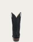 A4970 - MEN'S EMBROIDERY AND HANDWOVEN BLACK OSTRICH NARROW SQUARE TOE COWBOY BOOT