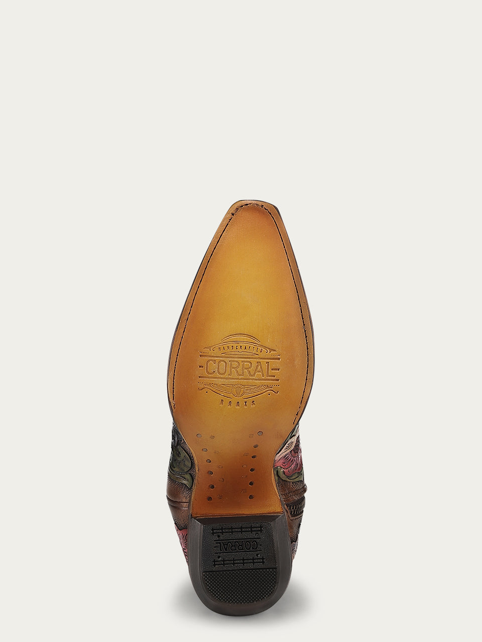 A4980 - WOMEN’S HAND PAINTED AND TOOLED HUMMINGBIRD BROWN TALL TOP SNIP TOE COWBOY BOOT