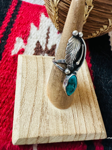 Old Pawn Vintage Navajo Sterling Silver & Turquoise Ring Size 5