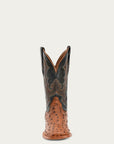 A4533 - MEN'S EMBROIDERY AND TAN OSTRICH VAMP AND COUNTER OLIVE GREEN WIDE SQUARE-TOE COWBOY BOOT
