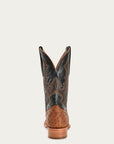 A4533 - MEN'S EMBROIDERY AND TAN OSTRICH VAMP AND COUNTER OLIVE GREEN WIDE SQUARE-TOE COWBOY BOOT