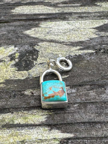 Sterling Silver and Royston Turquoise Key to my Heart Charm