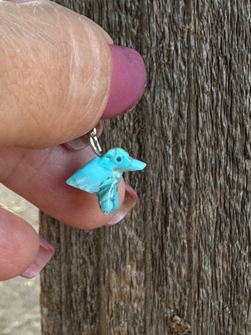 Zuni Hand Carved Turquoise Hummingbird Charm