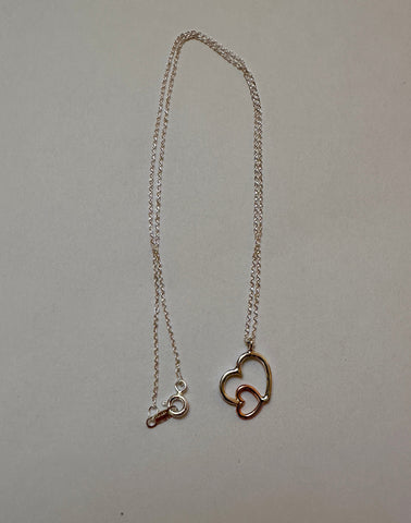 SILVER & COPPER HEARTS NECKLACE