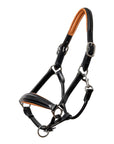 Tuscany Black Leather Halter with Cognac Padding
