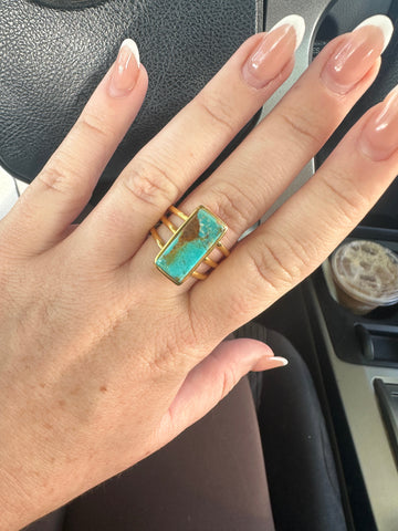 "Shop The Golden Collection: Natural Turquoise & Gold Plated Ring"