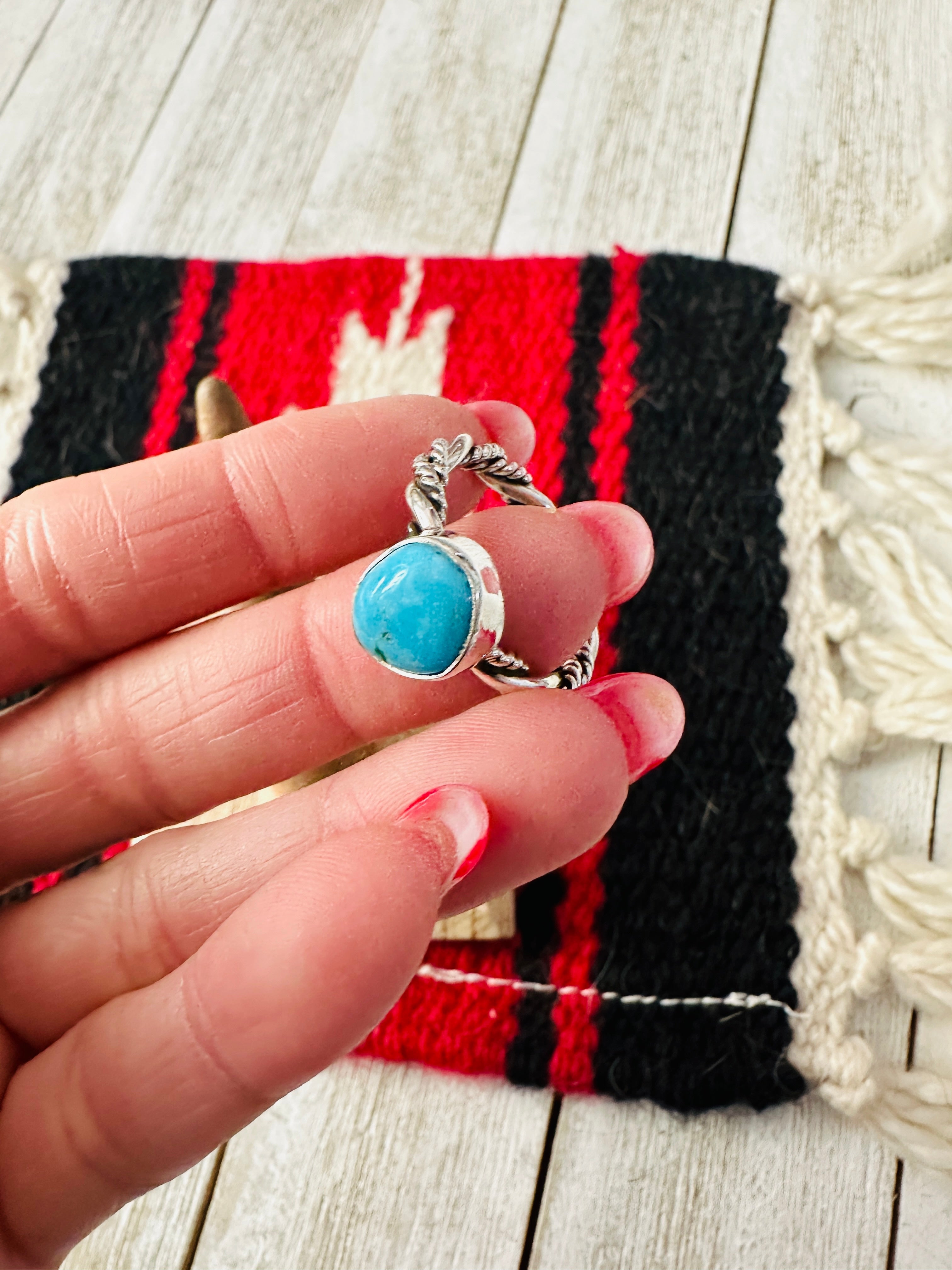Navajo Sterling Silver & Turquoise Ring Size 8.5
