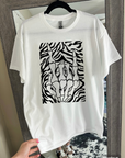 Zebra Skelly Hand TEE or CREWNECK