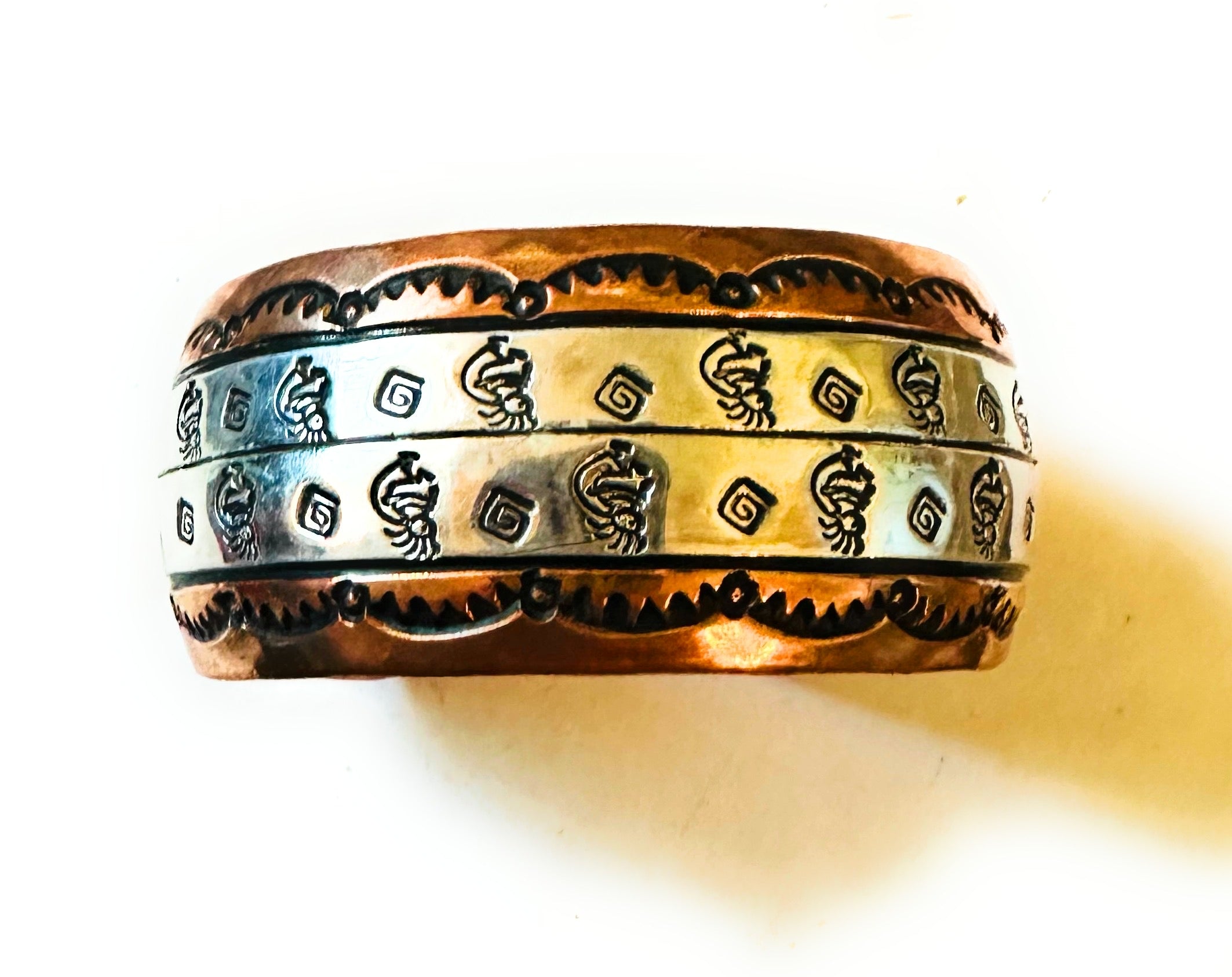 Navajo Copper and Sterling Silver Cuff Bracelet Signed