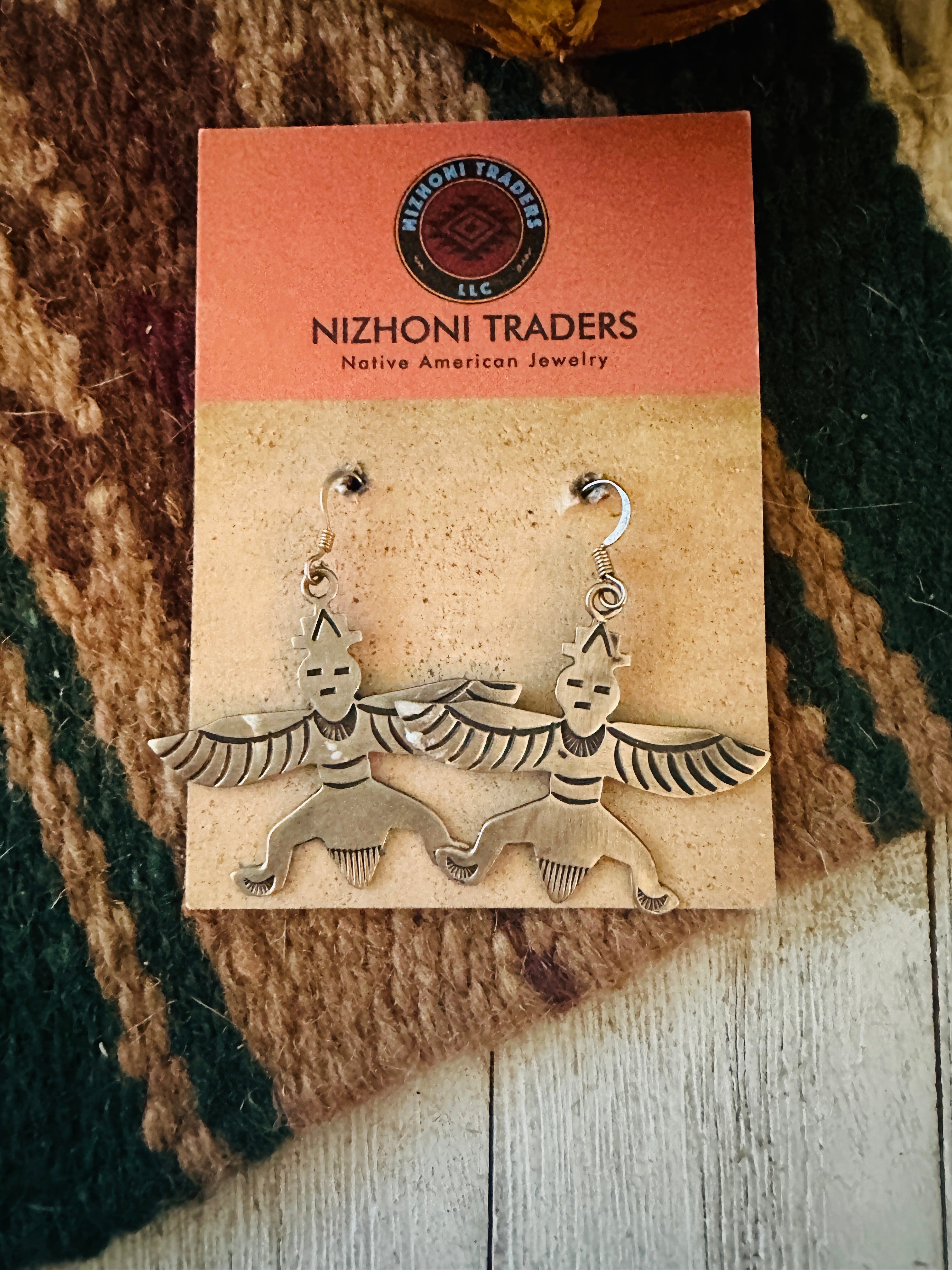 Vintage Old Pawn Navajo Sterling Silver Thunderbird Dangle Earrings