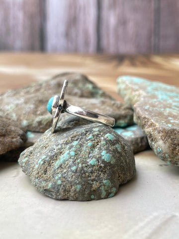 Handmade Adjustable Turquoise Sterling Silver Floral Marigold Ring