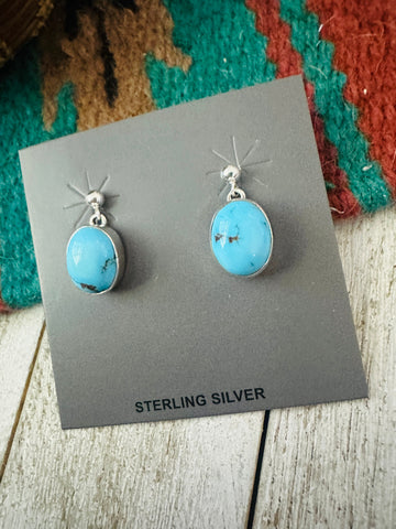 Navajo Golden Hills Turquoise & Sterling Silver Dangle Earrings