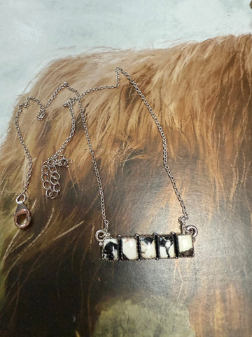 Handmade Sterling Silver White Buffalo Bar Necklace