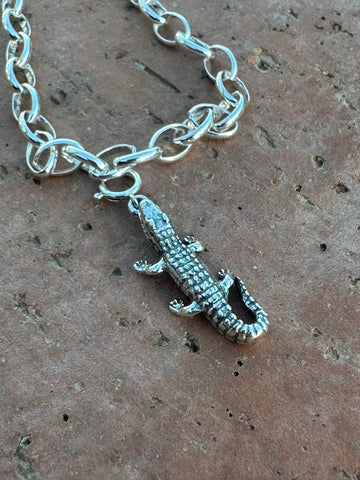 Navajo Crafted Sterling Silver Alligator Charm