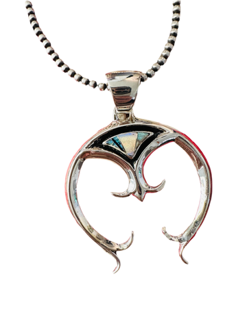 Navajo Sterling Silver & Opal Inlay Naja Pendant