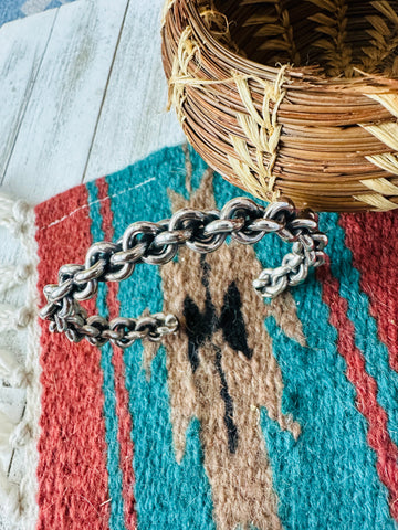 Navajo Sterling Silver Chain Cuff Bracelet