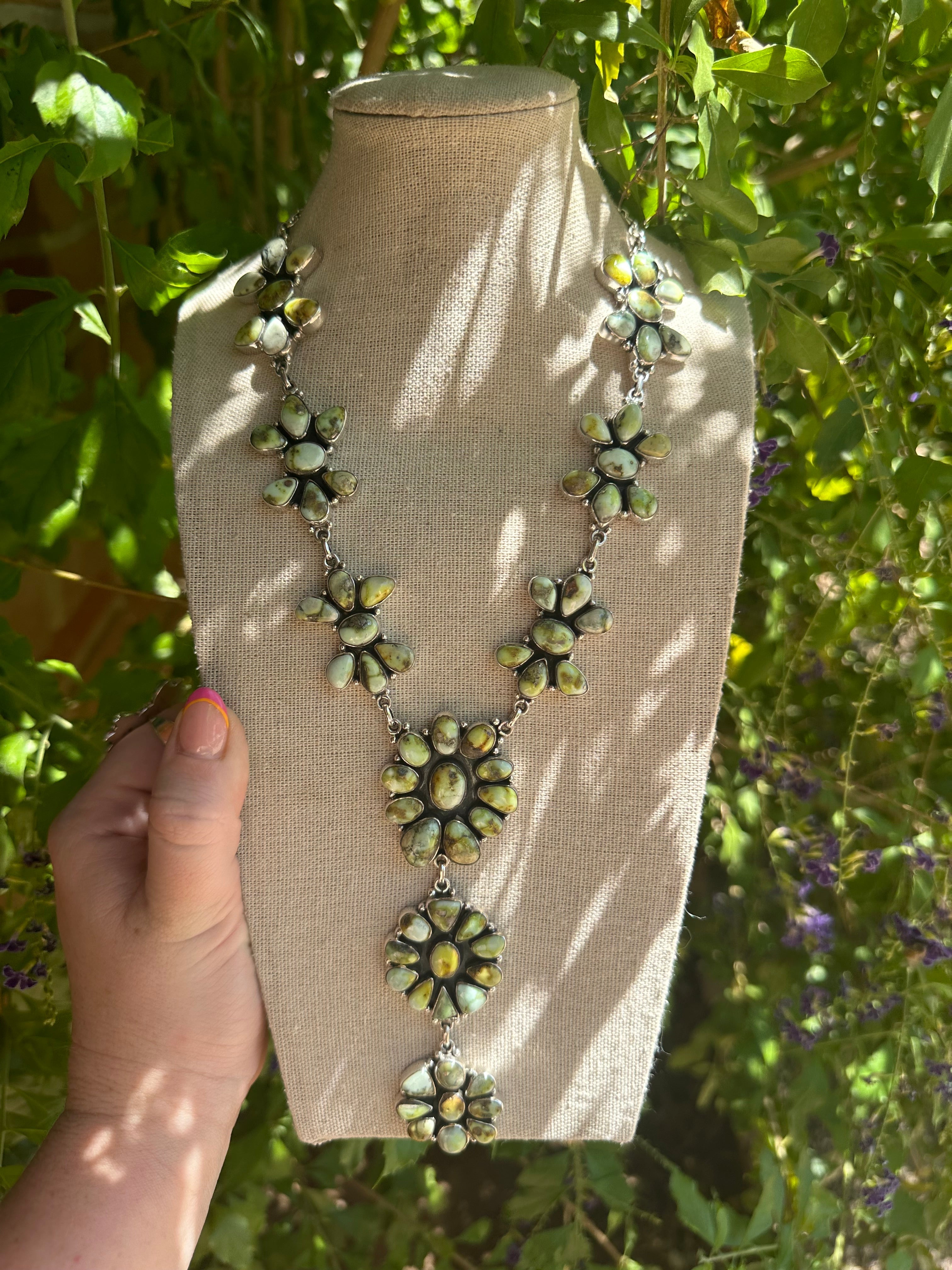 Handmade Sterling Silver & Palomino Turquoise Necklace Earring Set