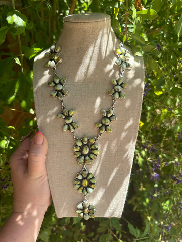 Handmade Sterling Silver & Palomino Turquoise Necklace Earring Set