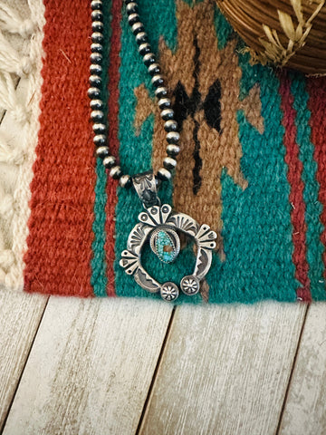 Navajo Sterling Silver & Turquoise Naja Pendant by Kevin Billah